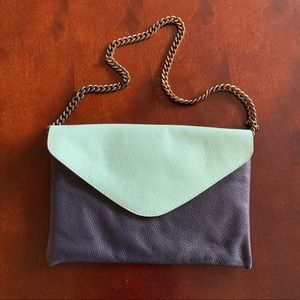 New J. Crew Chain Handle Mint Blue Clutch